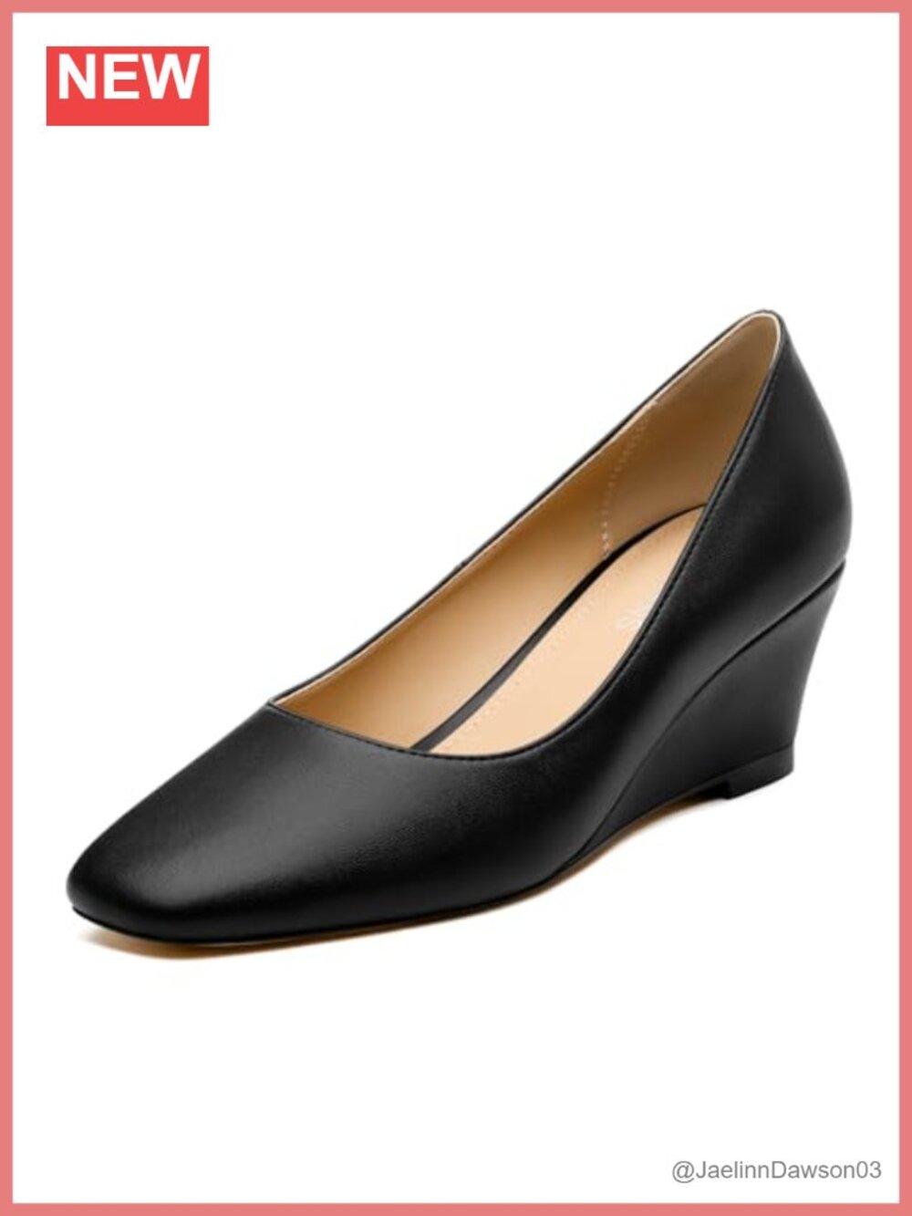 Women's Faux Leather Square Toe Wedge Heels Slip On Work Pumps